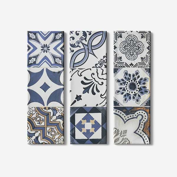 Santa Monica Warm Deco Multicolor 4X12 Polished Ceramic Tile in Multicolored, View 5, open zoomed image