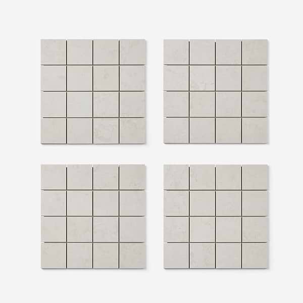 Corretta Bianco White 3x3 Matte Porcelain Mosaic Tile in Warm White, View 5, open zoomed image