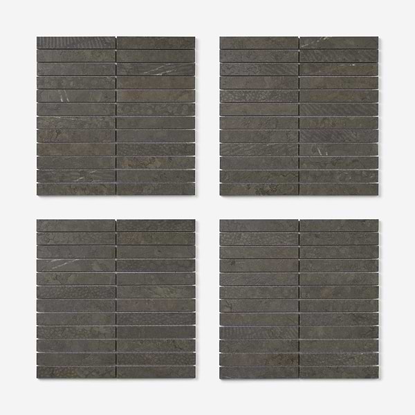 Corretta Deco Mocha Gray 1x6 Stacked Semi-Polished Mosaic Tile, View 5, open zoomed image