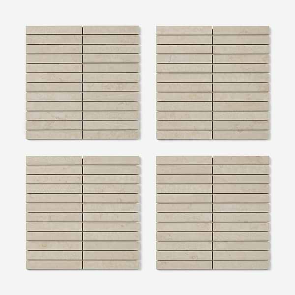Corretta Deco Sand Beige 1x6 Stacked Semi-Polished Mosaic Tile in Sand, Beige, View 5, open zoomed image