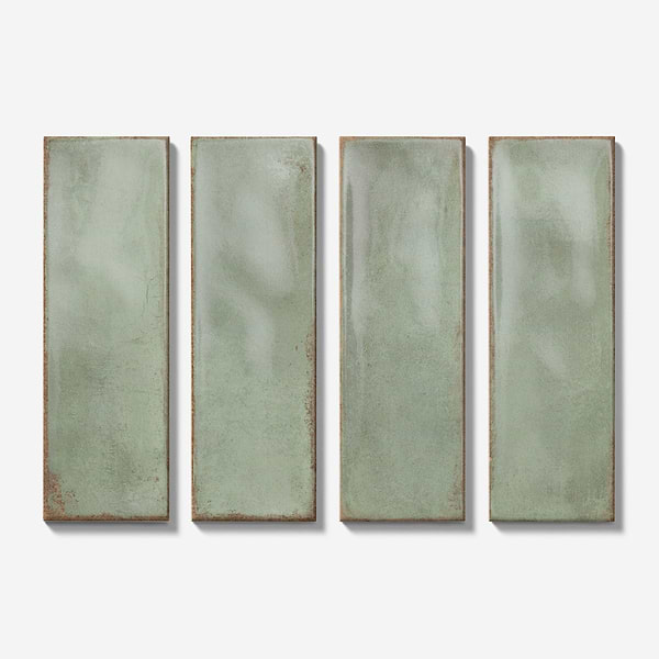 Los Lunas Green 4x12 Polished Ceramic Subway Tile in Green, View 6, open zoomed image