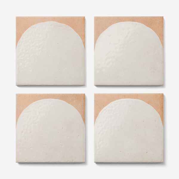 Essa Deco White 6x6 Terracotta Look Polished and Matte Porcelain Tile in White, Terracotta, View 5, open zoomed image