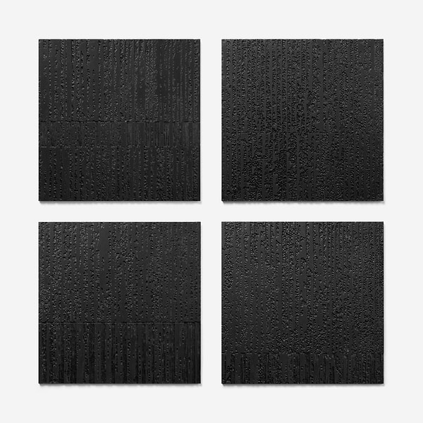 Stretto Carved Black Jade 16x16 Textured Honed Marble Tile in Black, View 5, open zoomed image