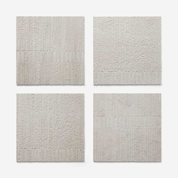Stretto Carved Silver Travertine 16x16 Vein Cut Unfilled Honed Tile in Silver, View 5, open zoomed image