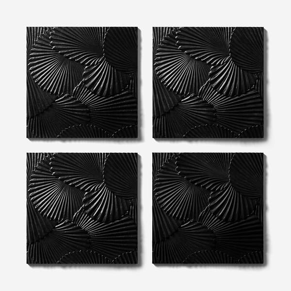 Okeanos Carved Black Jade 16x16 3D Honed Marble Tile