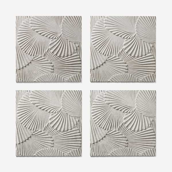 Okeanos Carved Silver Travertine 16x16 3D Honed Tile