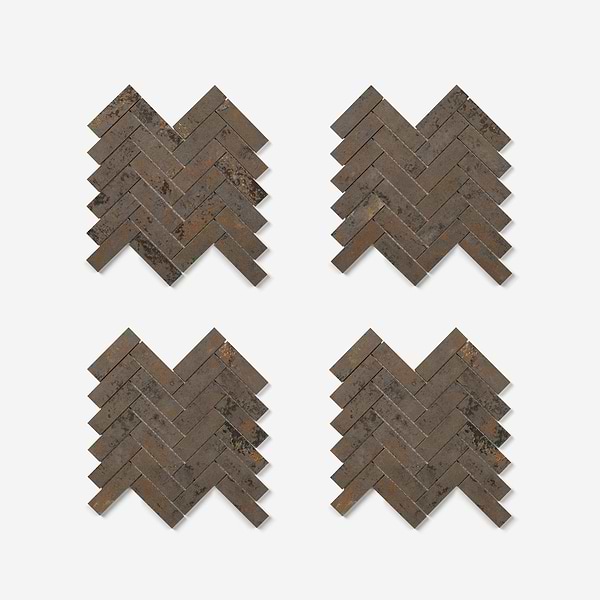 Portrait Copper 1x4 Herringbone Matte Mosaic Tile in Bronze, View 5, open zoomed image