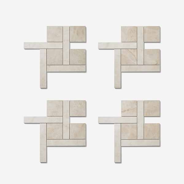 Grand Taj Mahal Cleo Light Beige Polished Porcelain Mosaic Tile in Beige, View 4, open zoomed image