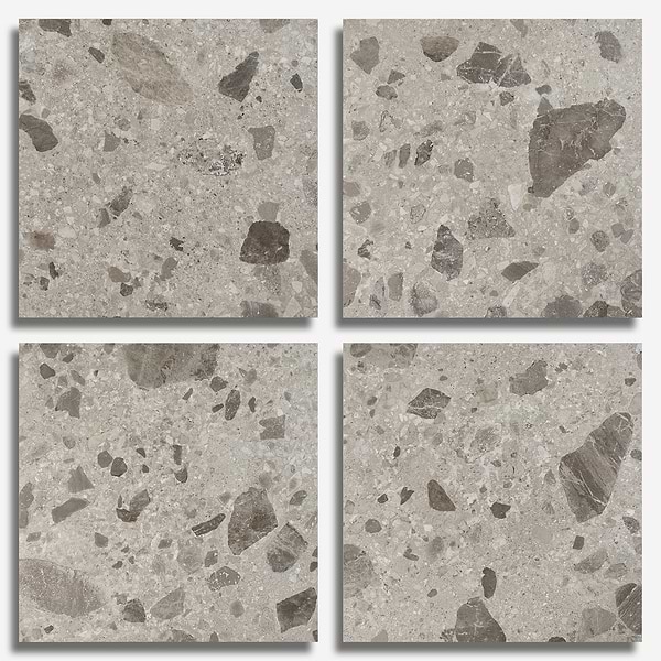 Rizo Pavement Gray 24x24 Terrazzo Look Matte Porcelain Tile