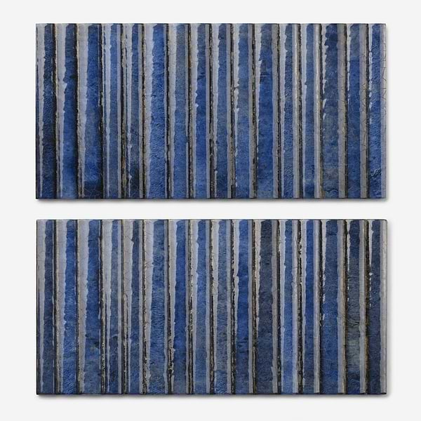 Curve Fluted Blue 6x12 3D Glossy Ceramic Tile