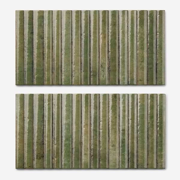 Curve Fluted Green 6x12 3D Glossy Ceramic Tile