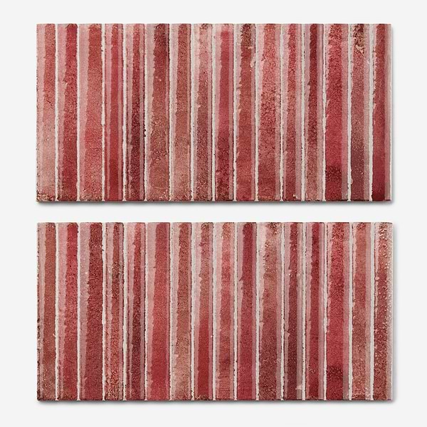 Curve Fluted Red 6x12 3D Glossy Ceramic Tile