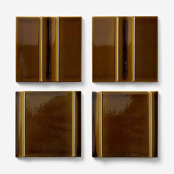 Kinro Dijon Yellow 6x6 3D  Crackled Glossy Porcelain Tile in Mustard Yellow, View 4, open zoomed image