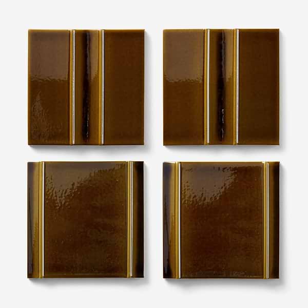Kinro Dijon Yellow 6x6 3D  Crackled Glossy Porcelain Tile in Mustard Yellow, View 5, open zoomed image