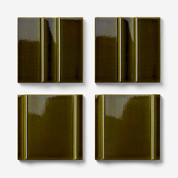 Kinro Moss Green 6x6 3D  Crackled Glossy Porcelain Tile in Green, View 4, open zoomed image