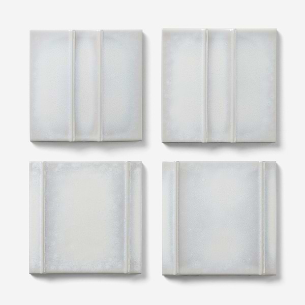 Kinro Winter White 6x6 3D  Crackled Glossy Porcelain Tile in White, View 4, open zoomed image