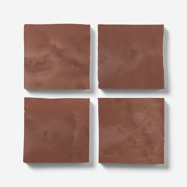 Zelora Chestnut Brown 4x4 Zellige Look Glossy Ceramic Tile