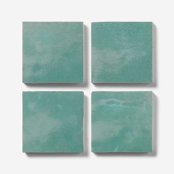 Zelora Mint Green 4x4 Zellige Look Glossy Ceramic Tile