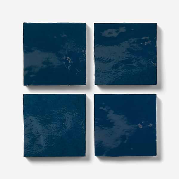 Zelora Marine Blue 4x4 Zellige Look Glossy Ceramic Tile