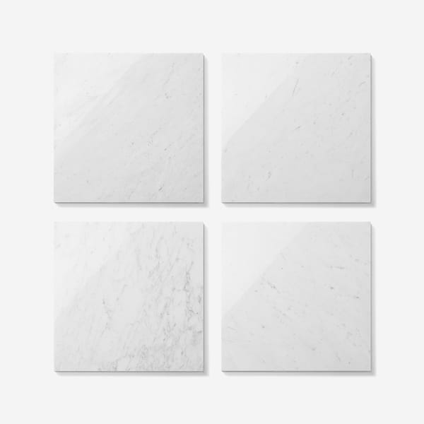 Bianco Carrara Premium "C" 12x12 Polished Marble Tile in White, View 5, open zoomed image