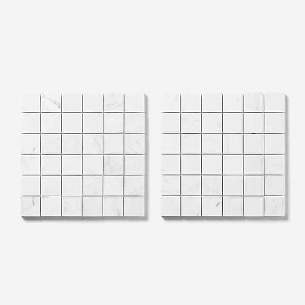 Bianco Carrara 2x2 Honed Marble Mosaic Tile in White, View 5, open zoomed image