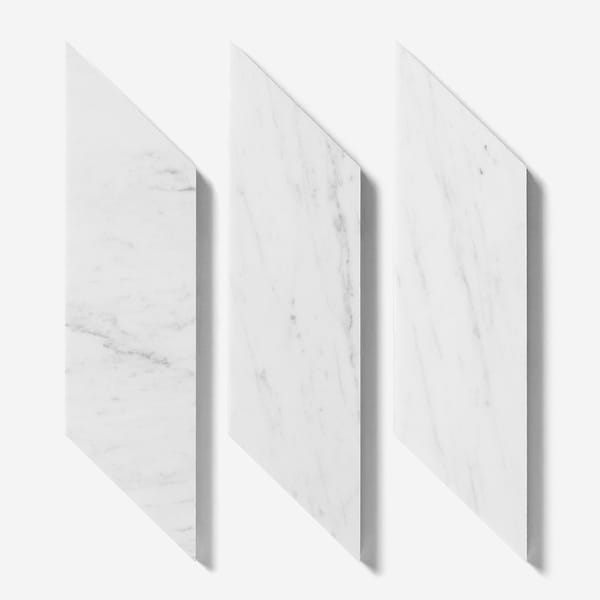 Bianco Carrara 3x12 Chevron Honed Marble Tile