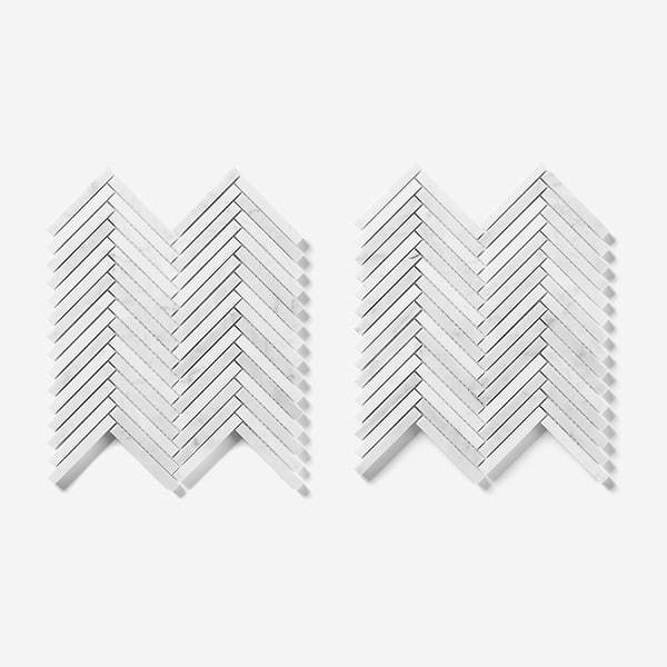 Bianco Carrara 1/2x4 Herringbone Honed Marble Mosaic Tile