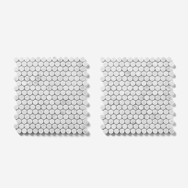 Bianco Carrara 1" Penny Round Honed Marble Mosaic Tile
