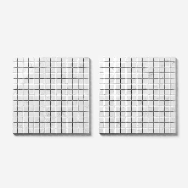 Bianco Carrara 1x1 Polished Marble Mosaic Tile in White, View 5, open zoomed image