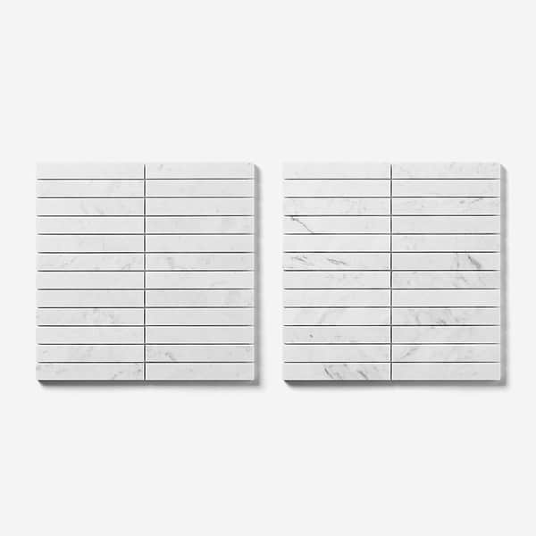 Bianco Carrara 1x6 Stacked Honed Marble Mosaic Tile
