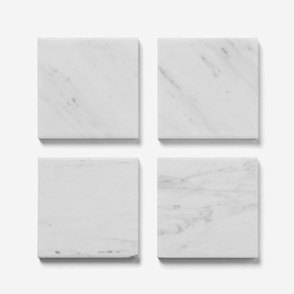 Velour Bianco Carrara 4x4 Leather Marble Tile in White, View 5, open zoomed image