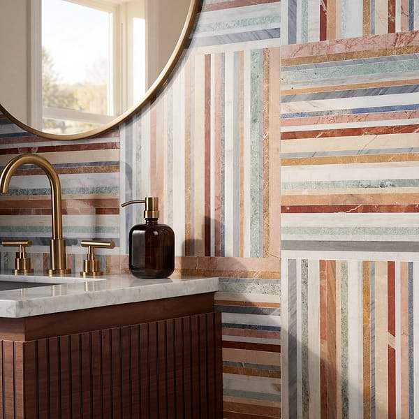 Isla Sunset Multicolor 16x16 Polished Marble Mosaic Tile