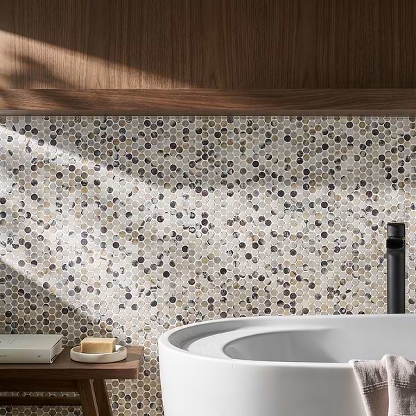 Calacatta Viola Premium 1" Penny Round Honed Marble Mosaic Tile
