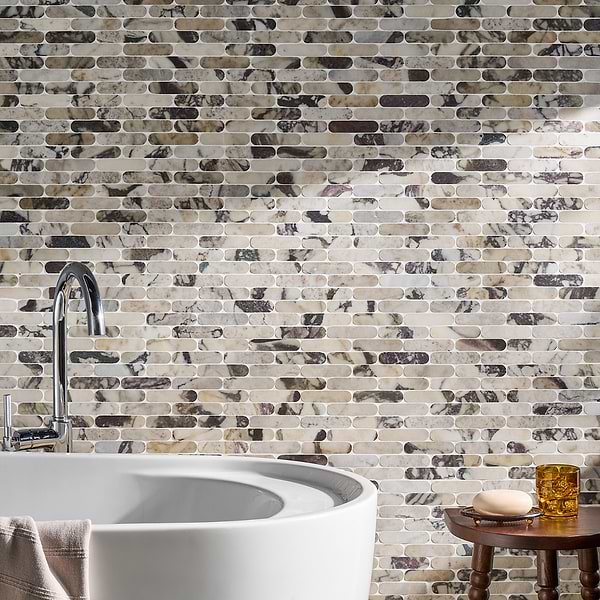 Calacatta Viola Premium 1x4 Pill Honed Marble Mosaic Tile