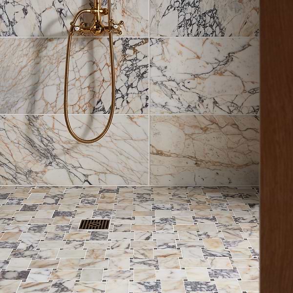 Calacatta Monet 2x3 Basketweave Honed Marble Mosaic Tile