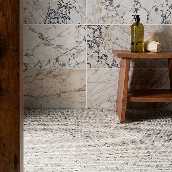 Calacatta Monet 1x1 Offset Honed Marble Mosaic Tile