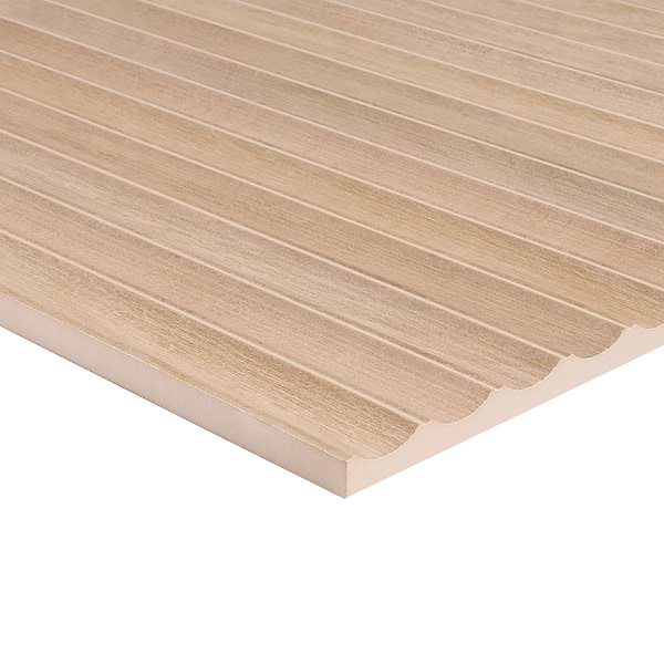 Arket Honey Brown 18x48 Fluted Wood Look Matte Ceramic Tile