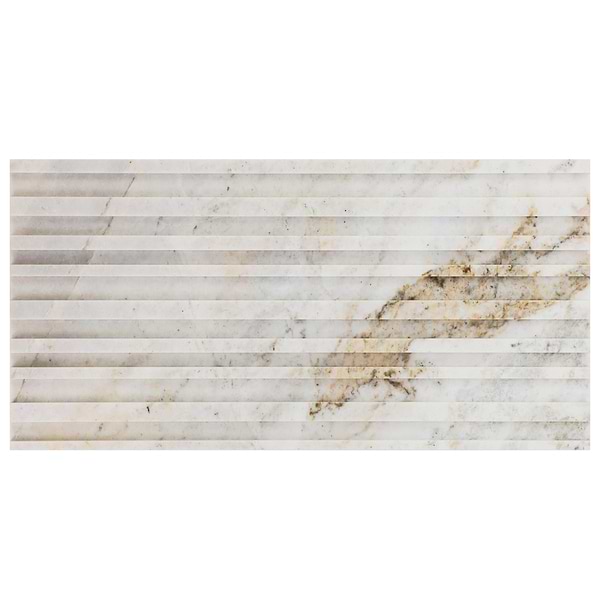Stonework Barcode Alaska White 12x24 3D Polished Marble Tile