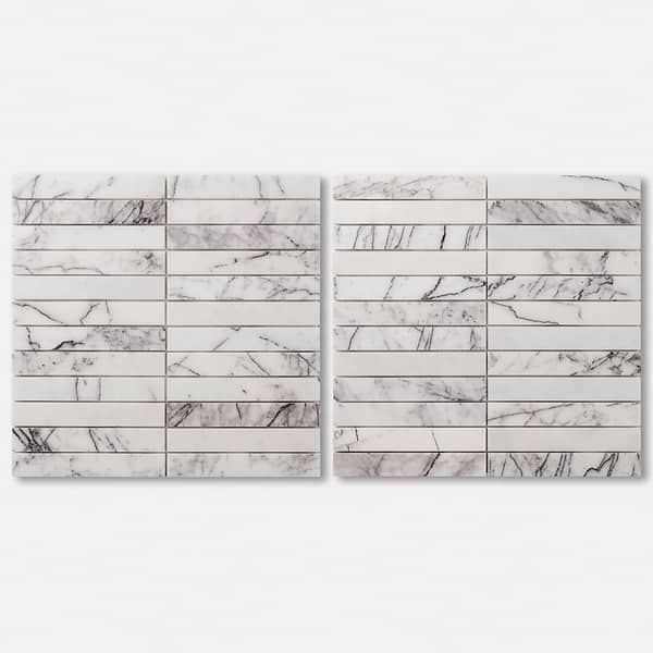 Lilac Premium 1x6 Stacked Polished Marble Mosaic TIle