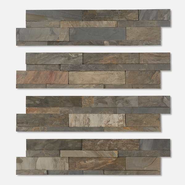 Tenerife Earth Gray 6x24 Splitface Slate Stacked Stone Tile