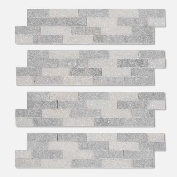 Tenerife Glacier Gray 6x24 Splitface Marble Stacked Stone Tile