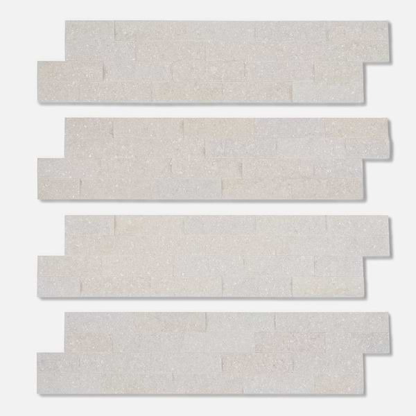 Tenerife Glacial White 6x24 Splitface Marble Stacked Stone Tile