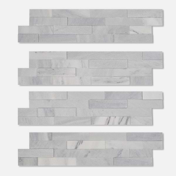 Tenerife Bianco Gris 6x24 Honed Marble Stacked Stone Tile