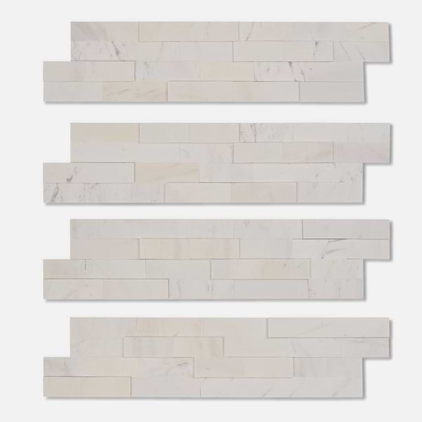 Tenerife Aspen White 6x24 Honed Marble Stacked Stone Tile