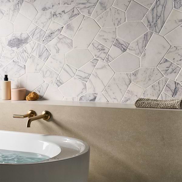 Nature Organica Lilac Tumbled Marble Mosaic Tile