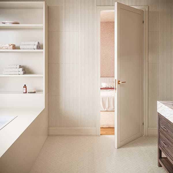 Stonework Pleat Bianco Perlino 12x24 3D Honed Marble Tile