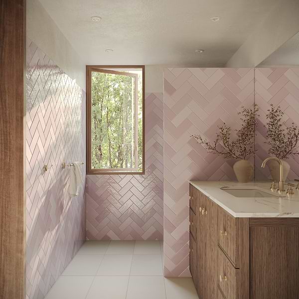 Portmore Pink 3x8 Glossy Ceramic Subway Tile