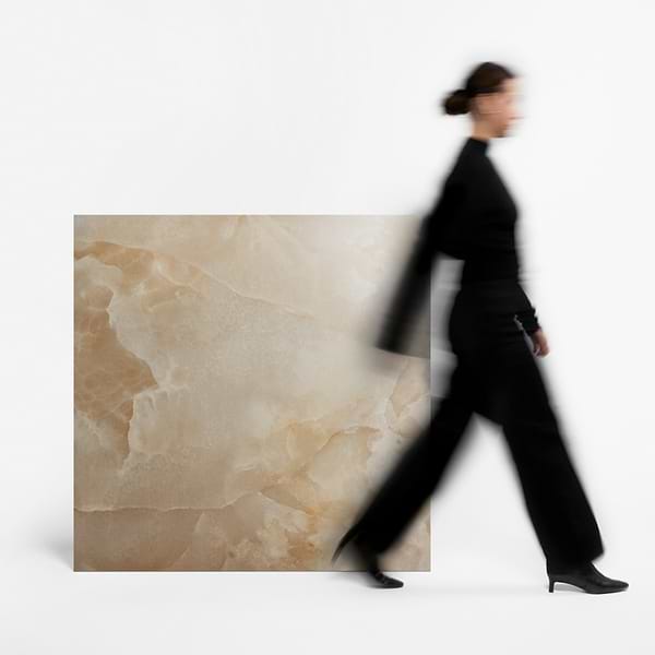 Harmonyx Champagne Beige 48x48 Onyx Look Satin Porcelain Tile in Beige, View 5, open zoomed image
