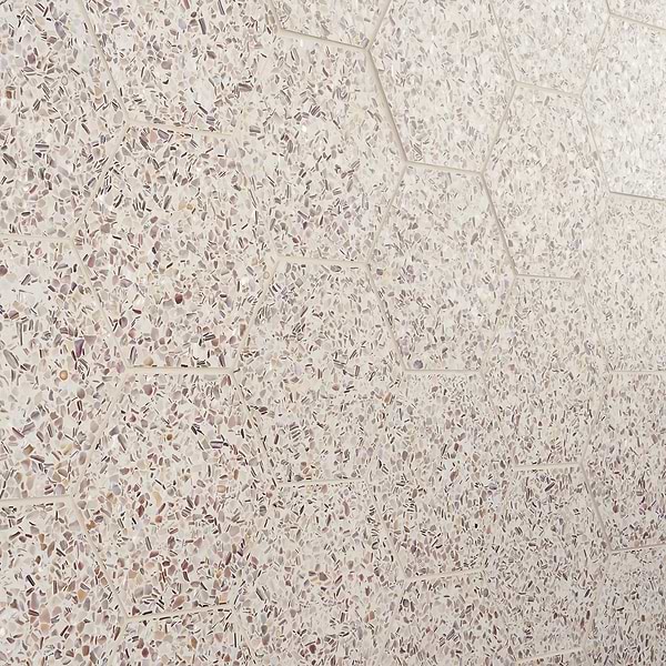 Reef Cream 8" Hexagon Polished Pearl Terrazzo Tile