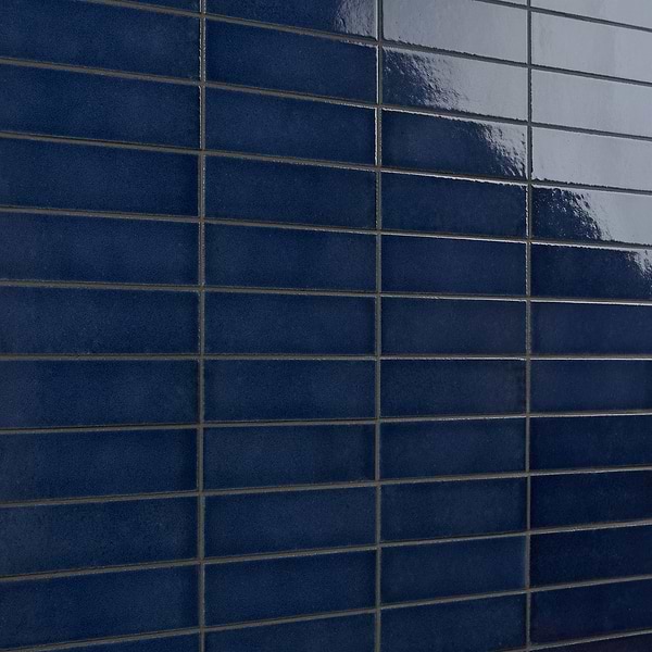 ColorOne Jean Blue 2x8 Crackled Glossy Lava Stone Tile